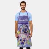  Floral Pastel Pansy Paarse Womans Art Apron Schort (Gedragen)
