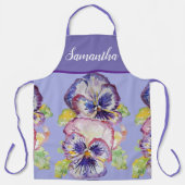  Floral Pastel Pansy Paarse Womans Art Apron Schort (Voorkant)