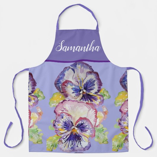  Floral Pastel Pansy Paarse Womans Art Apron Schort (Voorkant)