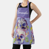  Floral Pastel Pansy Paarse Womans Art Schort (Insitu)