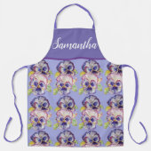 Floral Pastel Pansy Paarse Womans Art Schort (Voorkant)