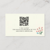 Floral Pastel Pink Blue Flowers Pattern QR Code Visitekaartje (Achterkant)