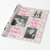 Floral Pastel Pink Happy Mothers Day Cadeaupapier (Uitgerold)