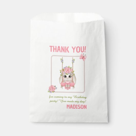 Floral pastel roze ballerina bunny Hartelijk dank Bedankzakje (Voorkant)