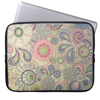 Floral pastel roze groen paisleybloem laptop sleeve