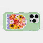 Floral Pastel Sage Green Custom Name Wildflowers iPhone Hoesje (Achterkant horizontaal)