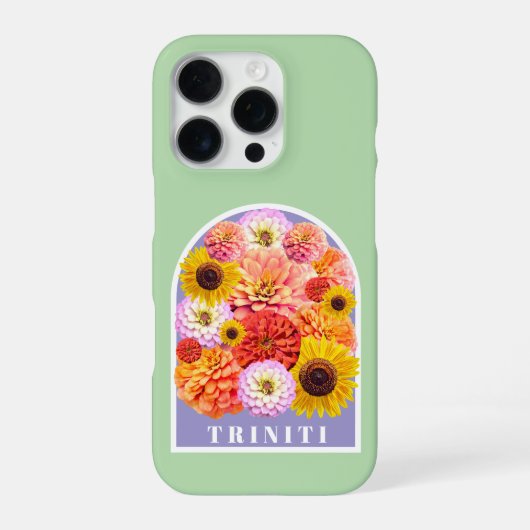 Floral Pastel Sage Green Custom Name Wildflowers iPhone Hoesje (Achterkant)