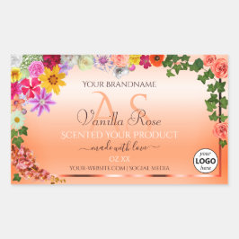 Floral Pastel Salmon Product Labels Monogram Logo