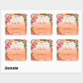 Floral Pastel Salmon Product Labels Monogram Logo (Vel)