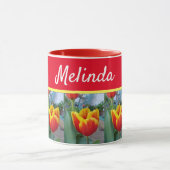  "Floral Pastel Tulip Pink Bee"-vrouwen Mok (Midden)