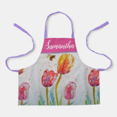  Floral Pastel Tulp Pink Bee Apron Schort (Voorkant)