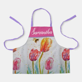  Floral Pastel Tulp Pink Bee Apron Schort