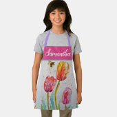 Floral Pastel Tulp Pink Bee Apron Schort (Insitu)
