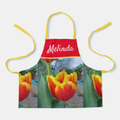  Floral Pastel Tulp Pink Bee Apron Schort (Voorkant)