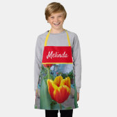 Floral Pastel Tulp Pink Bee Apron Schort (Gedragen)