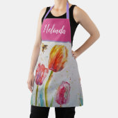 Floral Pastel Tulp Pink Bee Apron Schort (Insitu)