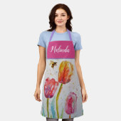  Floral Pastel Tulp Pink Bee Apron Schort (Gedragen)