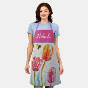 Floral Pastel Tulp Pink Bee Apron Schort