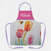 Floral Pastel Tulp Pink Bee Apron Schort (Voorkant)