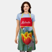  Floral Pastel Tulp Pink Bee Apron Schort (Gedragen)