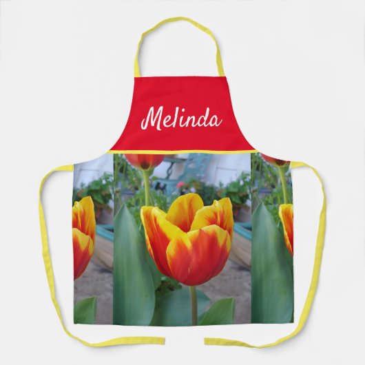  Floral Pastel Tulp Pink Bee Apron Schort (Voorkant)