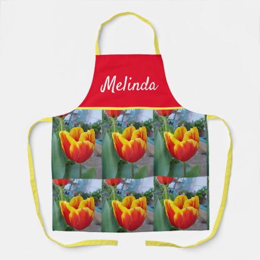  Floral Pastel Tulp Pink Bee Apron Schort (Voorkant)