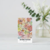 Floral Pastel Waterverf en Ink Art bloemist Visitekaartje (Staand voorkant)