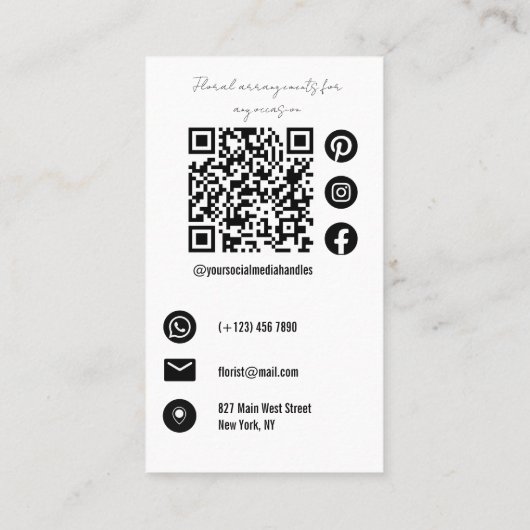 Floral Pastel Waterverf en Ink Art bloemist Visitekaartje (Achterkant)
