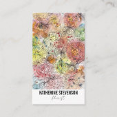 Floral Pastel Waterverf en Ink Art bloemist Visitekaartje (Voorkant)