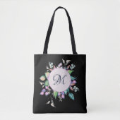 Floral Pastel Waterverf Flowers Monogram Tote Bag (Voorkant)