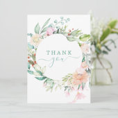 Floral Pastel Waterverf krans Bedankkaart (Staand voorkant)