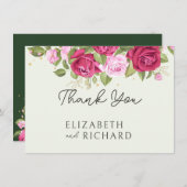 Floral Pastel Waterverf Roos Bruiloft Bedankkaart (Voorkant / Achterkant)