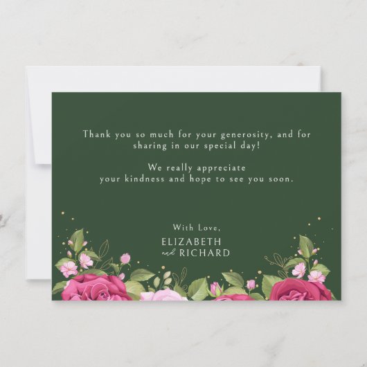 Floral Pastel Waterverf Roos Bruiloft Bedankkaart (Achterkant)