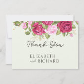 Floral Pastel Waterverf Roos Bruiloft Bedankkaart (Voorkant)