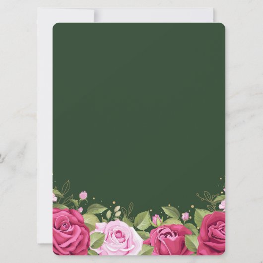 Floral Pastel Waterverf Roos Bruiloft Kaart (Achterkant)