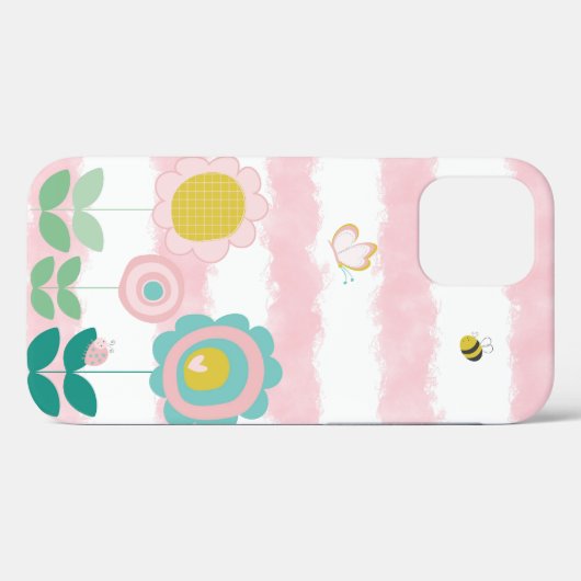  Floral Pastel Waterverf Stripes Butterfly Case-Mate iPhone Case (Achterkant (horizontaal))