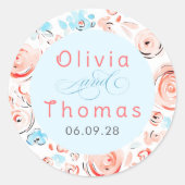 Floral Pastel Whimsical Elegant Wedding Ronde Sticker (Voorkant)