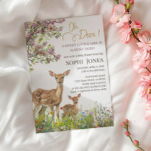 Floral Pastel Woodland Deer Baby shower Uitnodigin