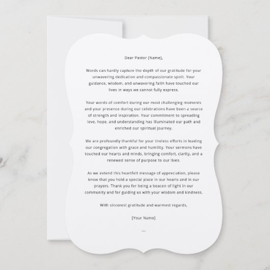 Floral Pastor Waardering Dank u kaart (Achterkant)