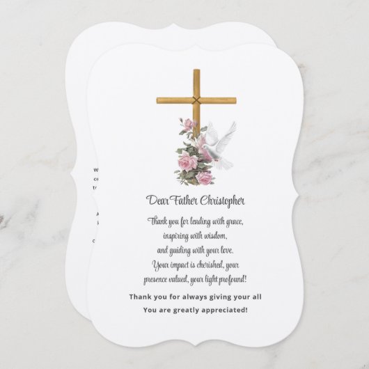 Floral Pastor Waardering Dank u kaart (Voorkant / Achterkant)