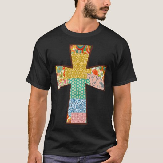 Floral Patchwork Cross T-shirt (Voorkant)