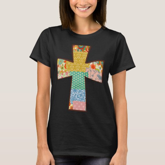 Floral Patchwork Cross T-shirt (Voorkant)