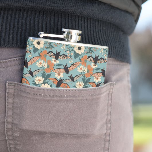 Floral Patchwork Halloween Bats & Flowers Heupfles (Voorbeeld)