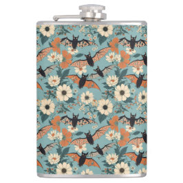 Floral Patchwork Halloween Bats & Flowers Heupfles