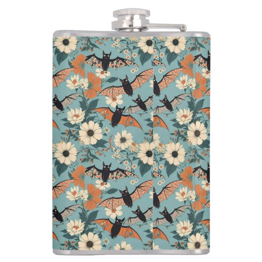 Floral Patchwork Halloween Bats & Flowers Heupfles (Achterkant)