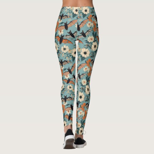 Floral Patchwork Halloween Bats & Flowers Leggings (Achterkant)