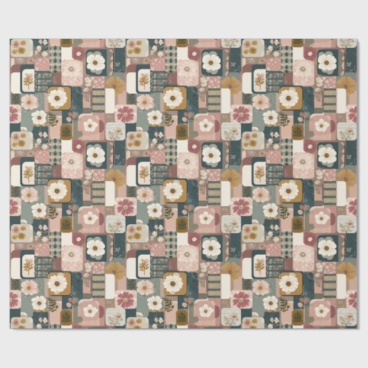 Floral Patchwork Patroon inpakpapier (Vlak)