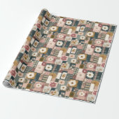 Floral Patchwork Patroon inpakpapier (Uitgerold)