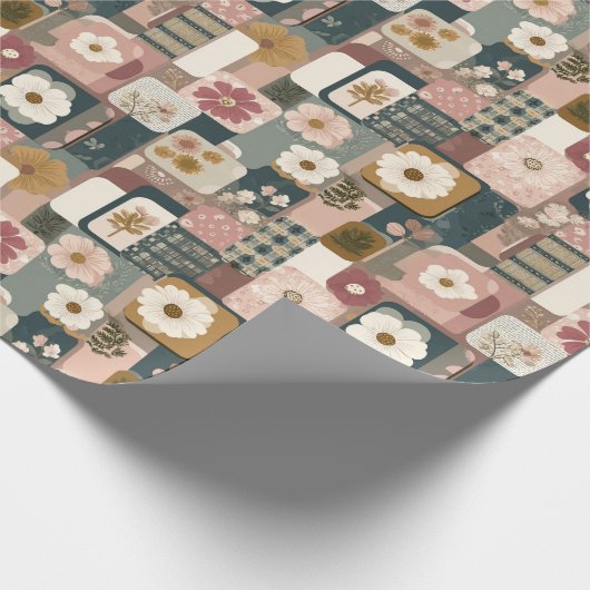 Floral Patchwork Patroon inpakpapier (Hoek)