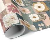 Floral Patchwork Patroon inpakpapier (Rol Hoek)